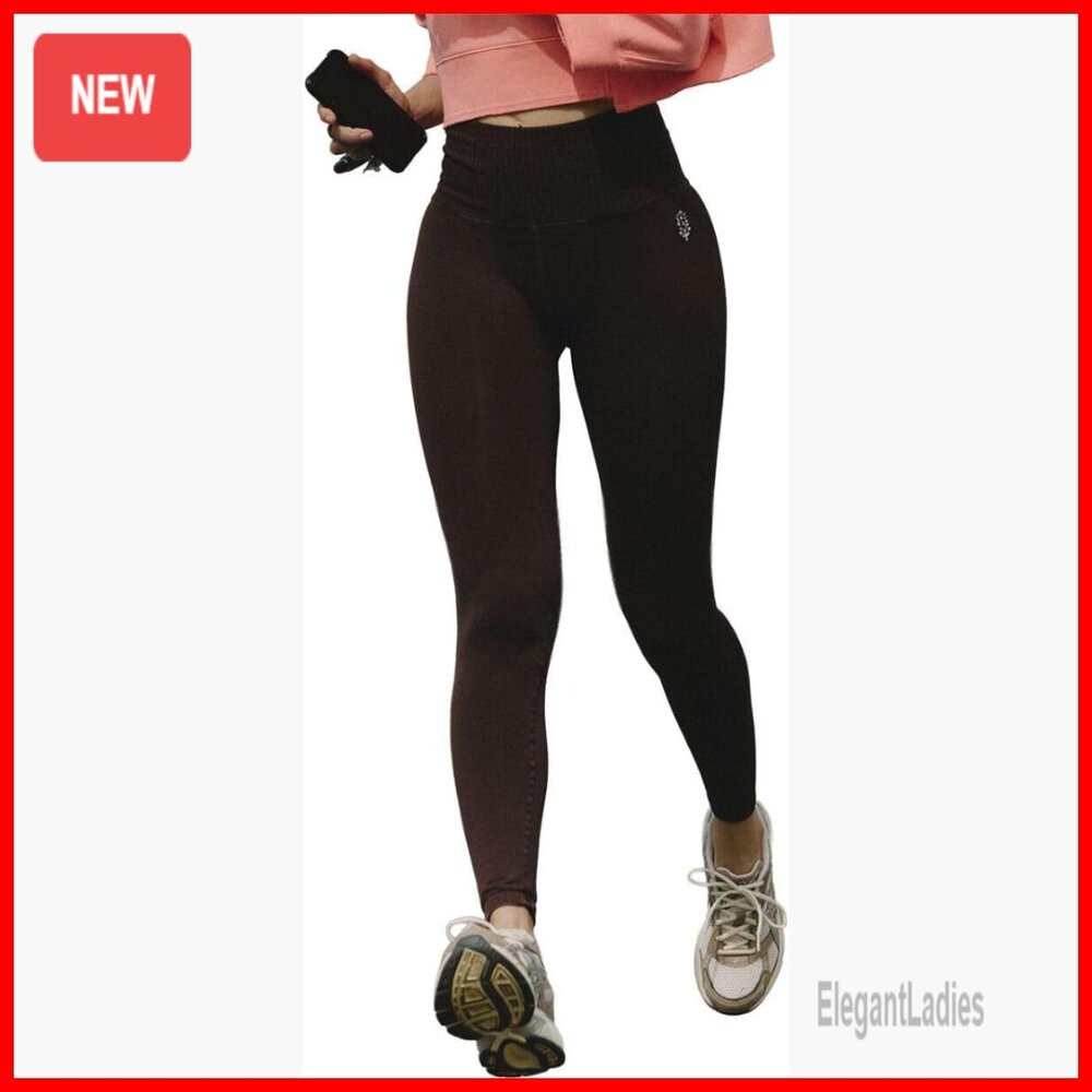 High-Waisted Yoga Leggings With Side Pockets, Size Medium